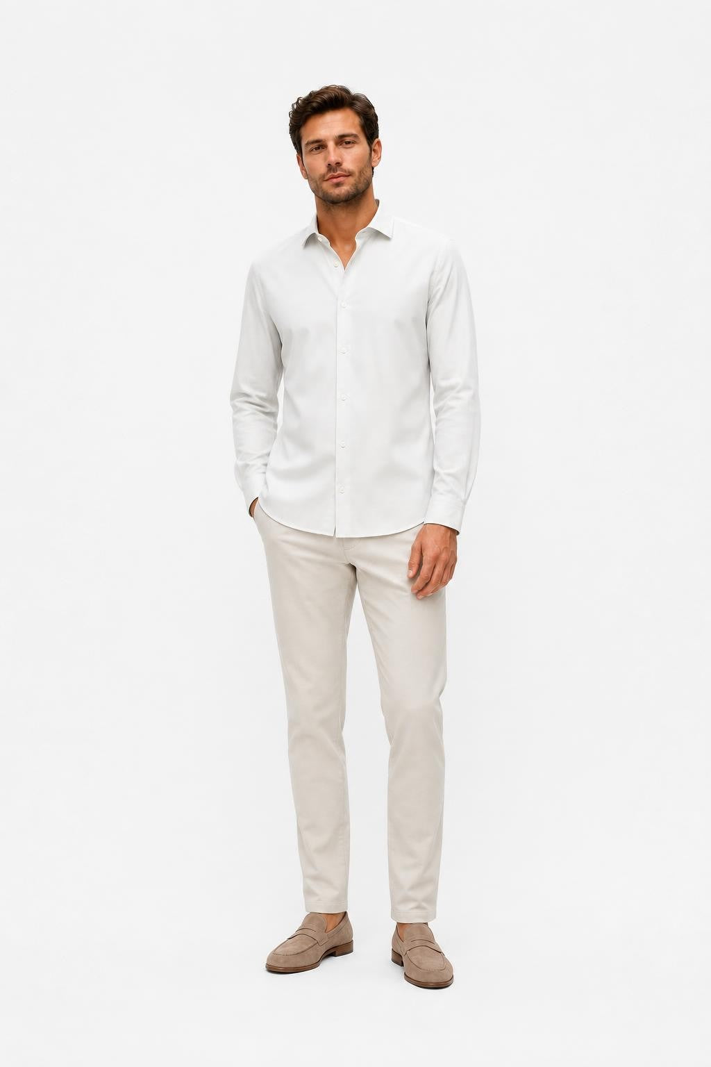 04651/ A Trip In A Bag Cloudy Shirt Slim Collar Light Grey