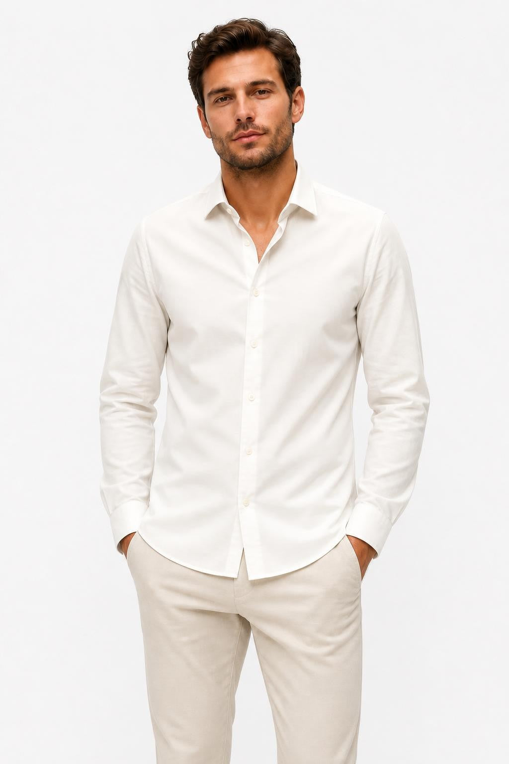 04651/ A Trip In A Bag Cloudy Shirt Slim Collar Off-White