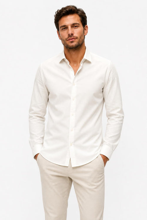 04651/ A Trip In A Bag Cloudy Shirt Slim Collar Off-White