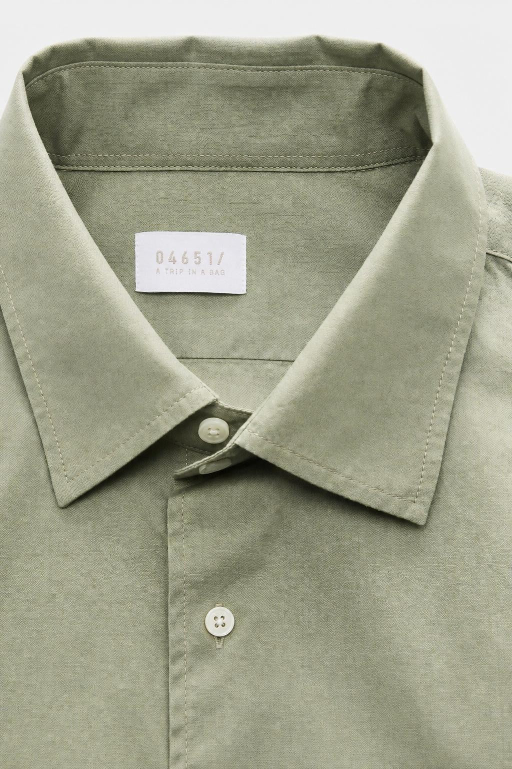 04651/ A Trip In A Bag Cloudy Shirt Slim Collar Sage