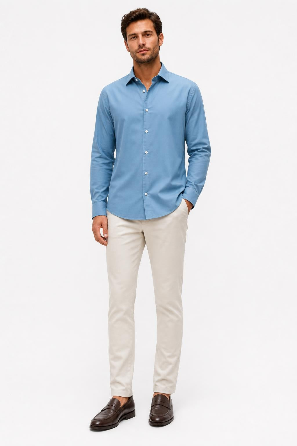 04651/ A Trip In A Bag Cloudy Shirt Slim Collar Smoky Blue
