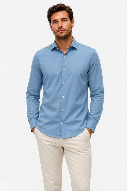 04651/ A Trip In A Bag Cloudy Shirt Slim Collar Smoky Blue