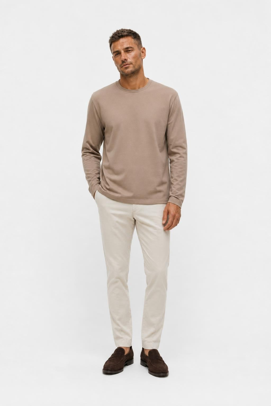 04651 A Trip in a Bag If Tee Long Sleeve Taupe