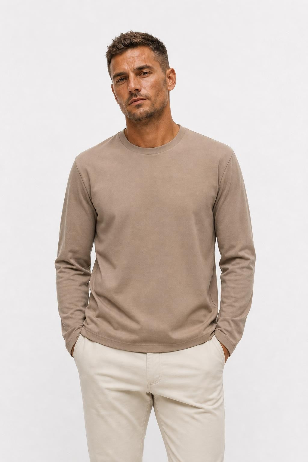 04651 A Trip in a Bag If Tee Long Sleeve Taupe