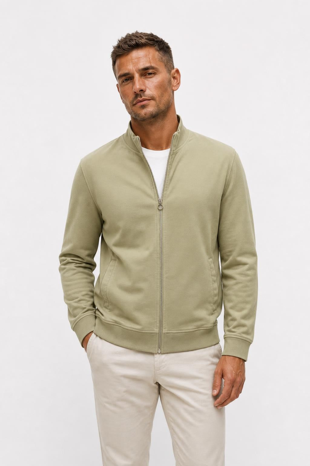 04651/ A Trip in a Bag Cotton Sweat Jacket 'IF Track' Sage