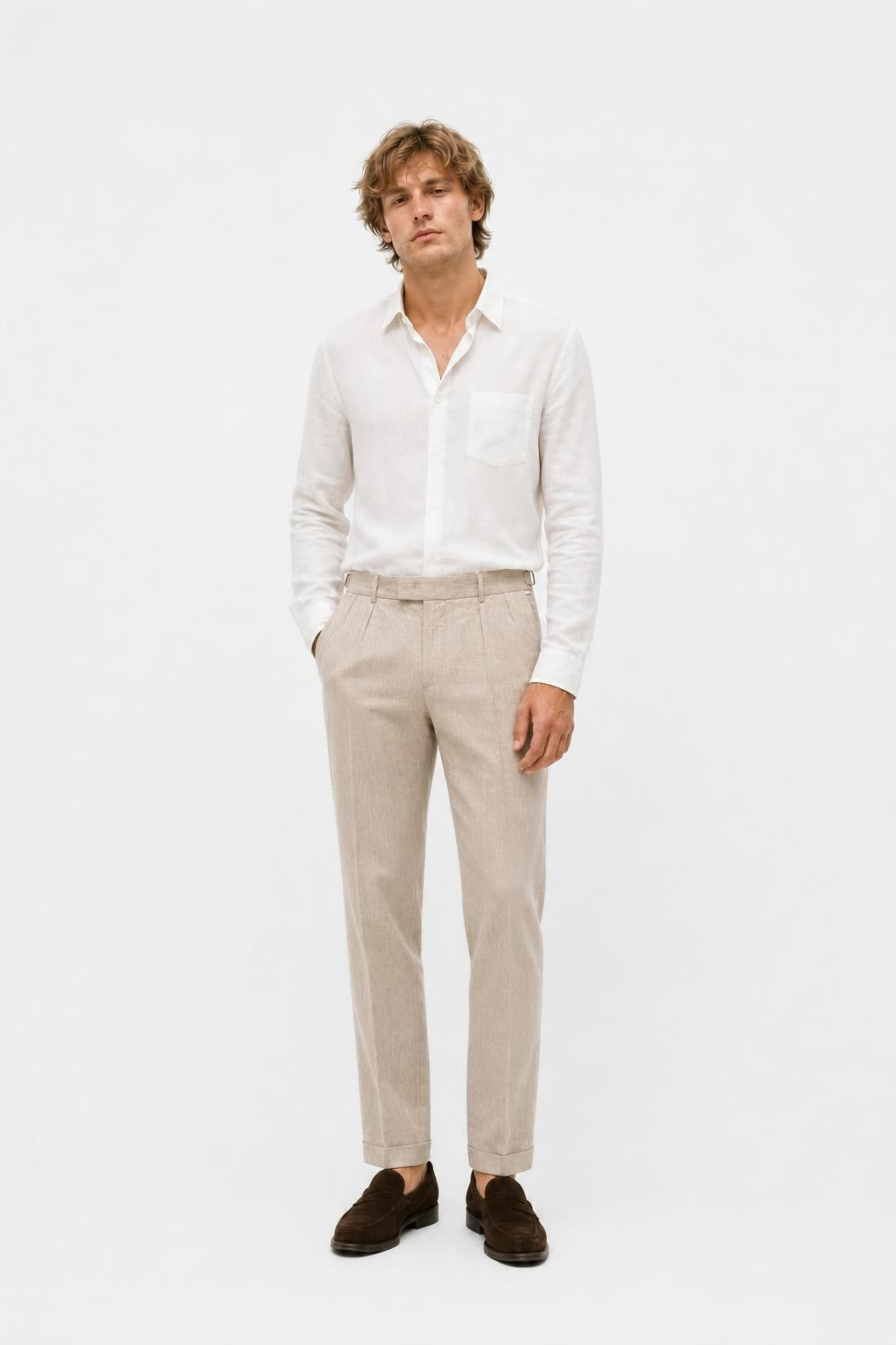 04651/ A Trip In A Tasche Leinen Pants Taupe