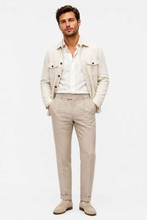 04651/ A Trip In A Bag Linen Pants Taupe