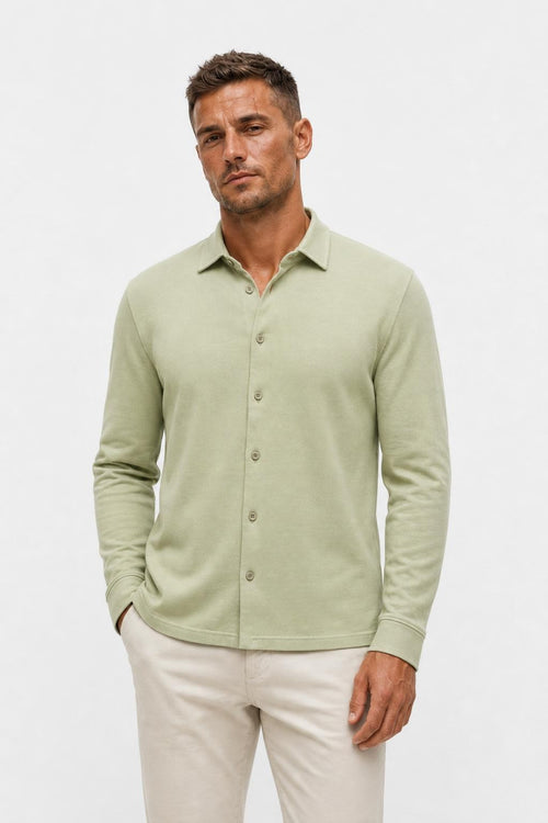 04651/ A Trip In A Bag Piqué Shirt Slim Collar Sage