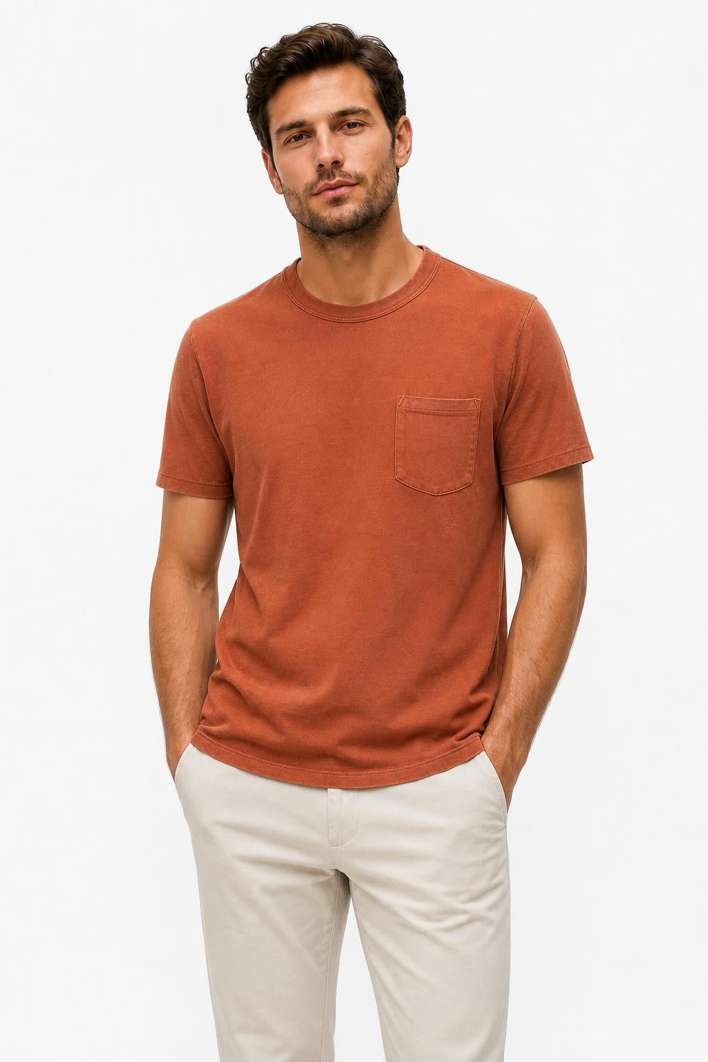04651 A Trip in a Bag Linen Pocket T-Shirt Rust