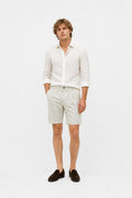 04651/ A Trip In A Bag Seersucker Cotton Shorts Sage Off-White
