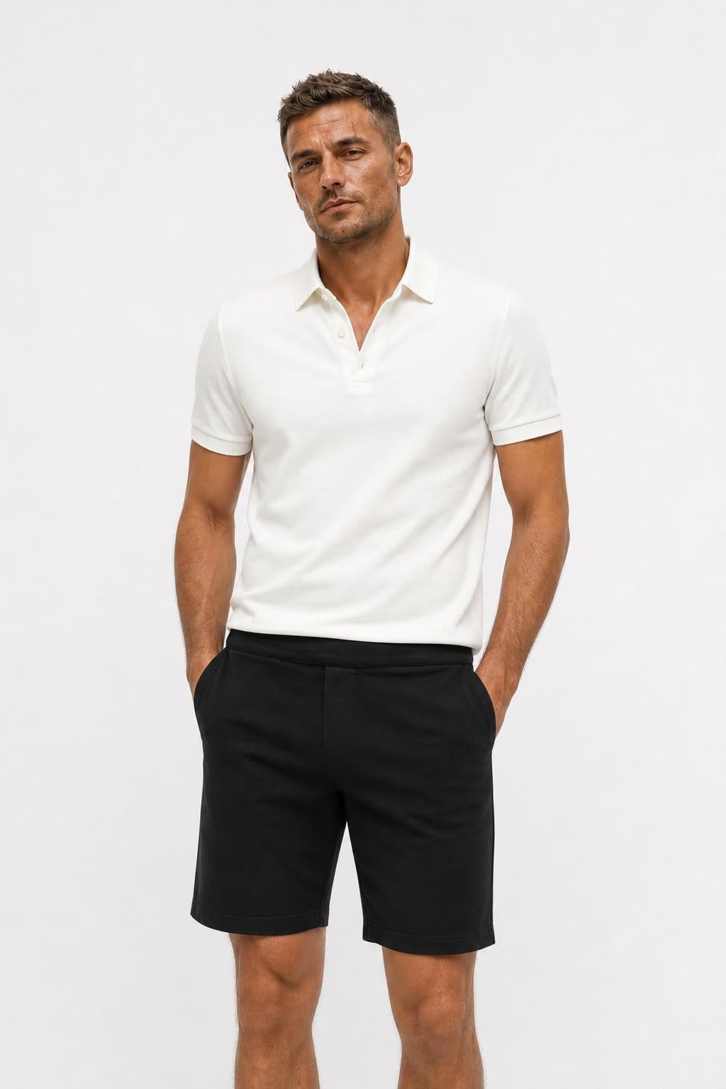 04651/ A Trip In A Bag Cotton Stretch Sweat Shorts Black