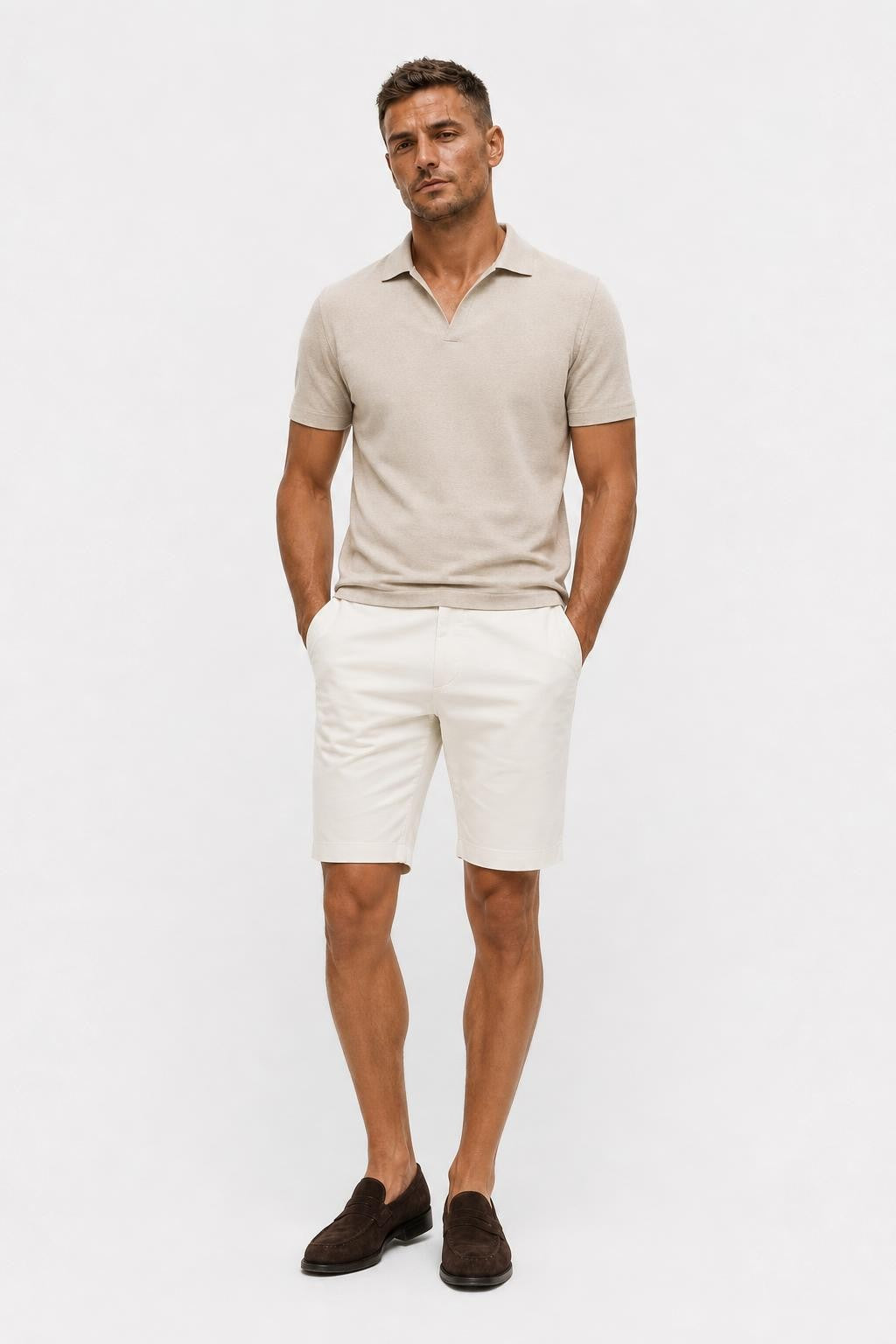 04651/ A Trip In A Bag Cotton Stretch Sweat Shorts Off-White