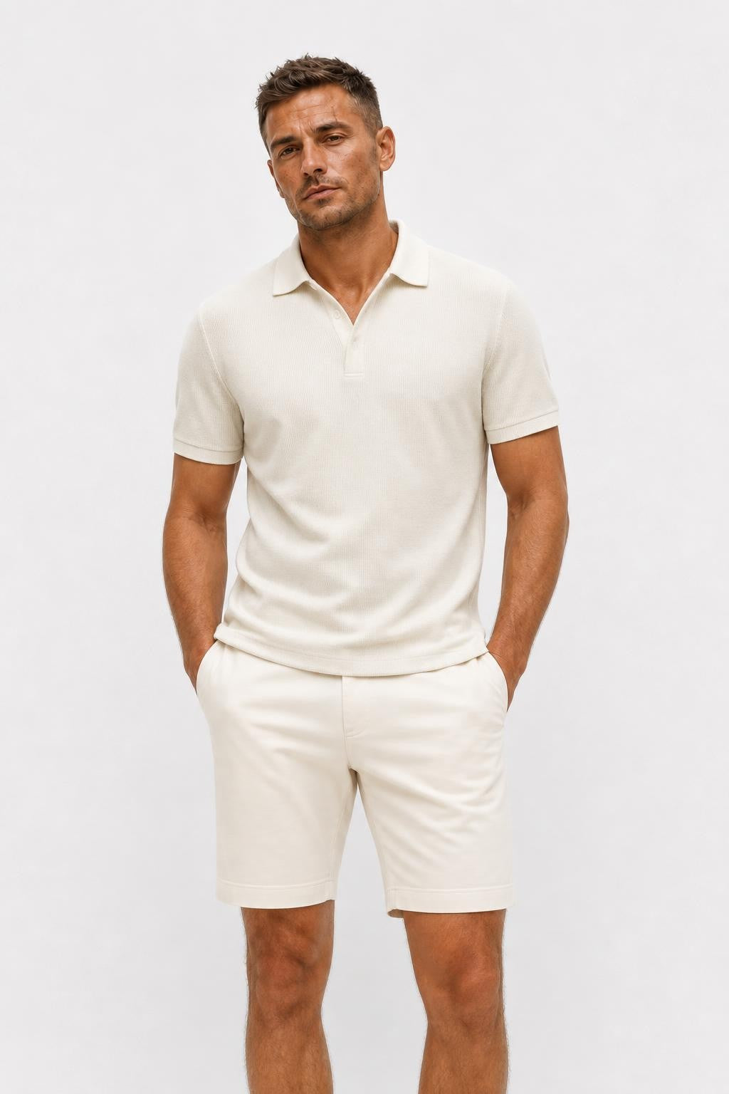 04651/ A Trip In A Bag Cotton Stretch Sweat Shorts Off-White