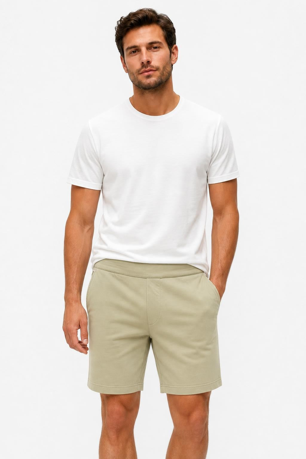 04651/ A Trip In A Bag Cotton Stretch Sweat Shorts Sage