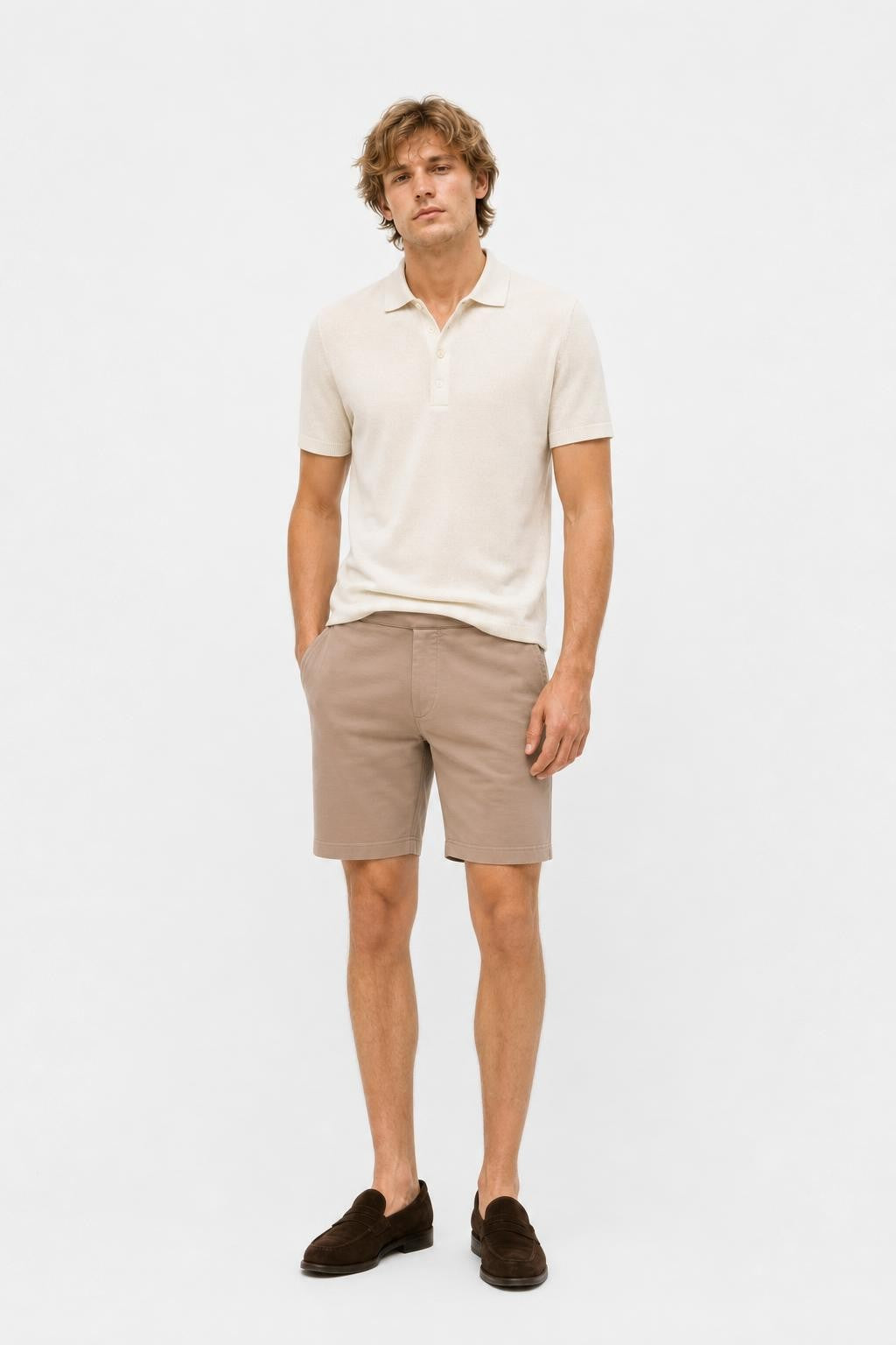 04651/ A Trip In A Bag Cotton Stretch Sweat Shorts Taupe