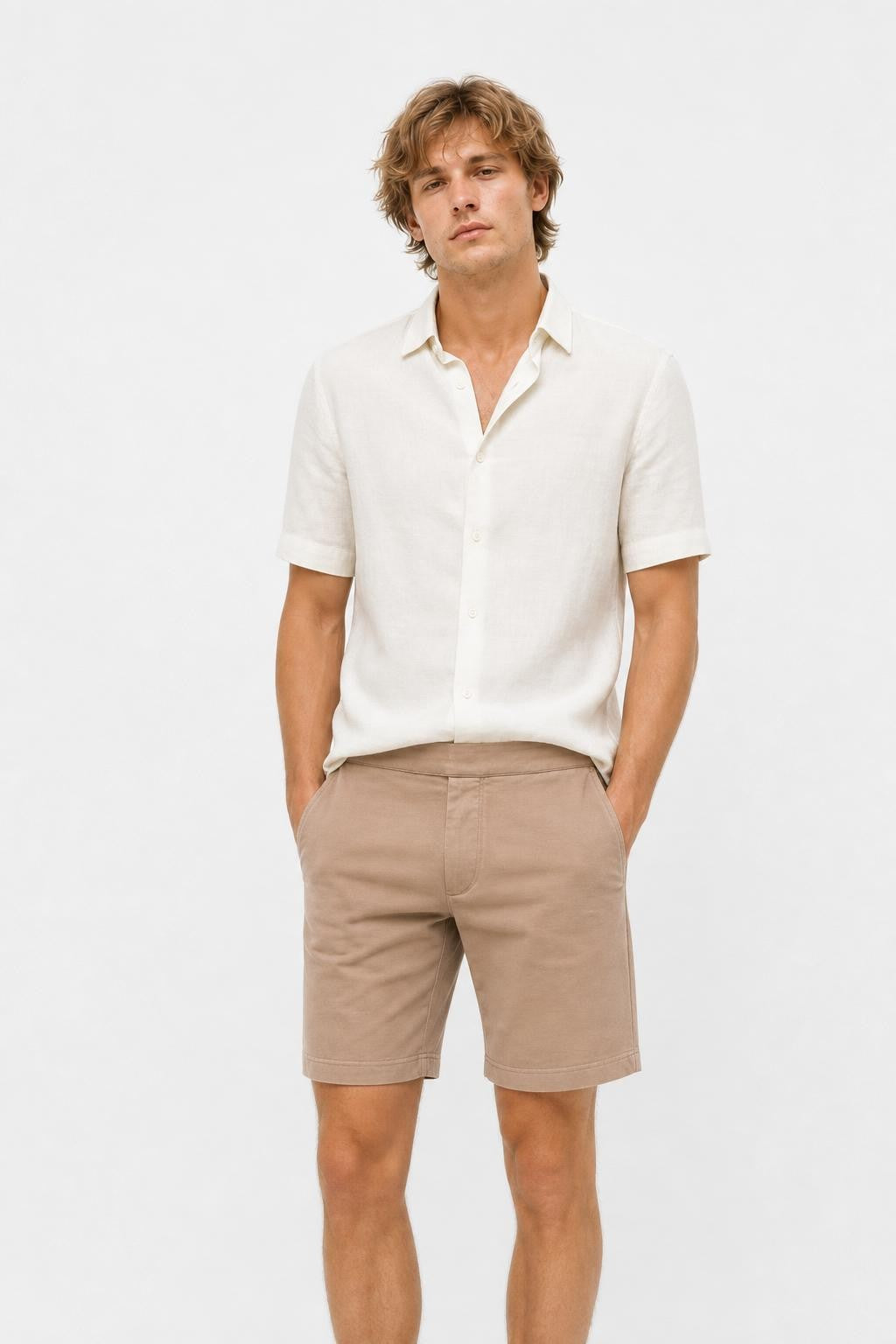 04651/ A Trip In A Bag Cotton Stretch Sweat Shorts Taupe
