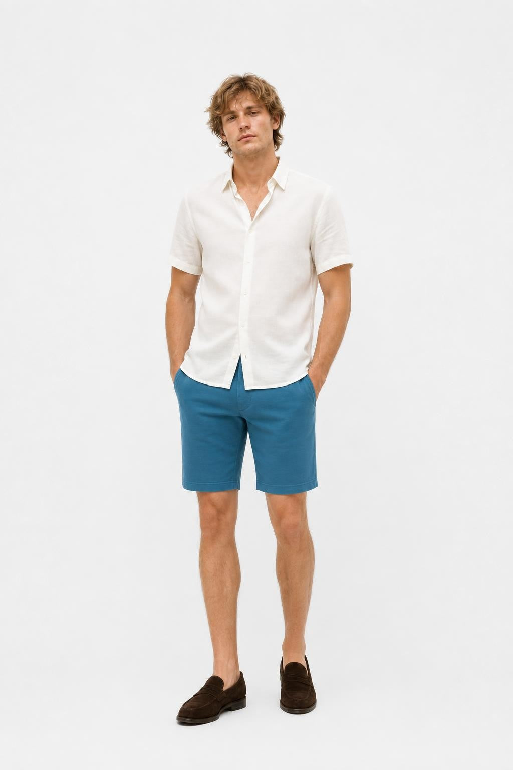 04651/ A Trip In A Bag Cotton Stretch Sweat Shorts Teal
