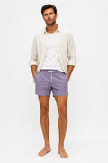04651/ A Trip in a Bag Microfibre Swim Shorts 'Hansen' Lavender / Taupe Patterned