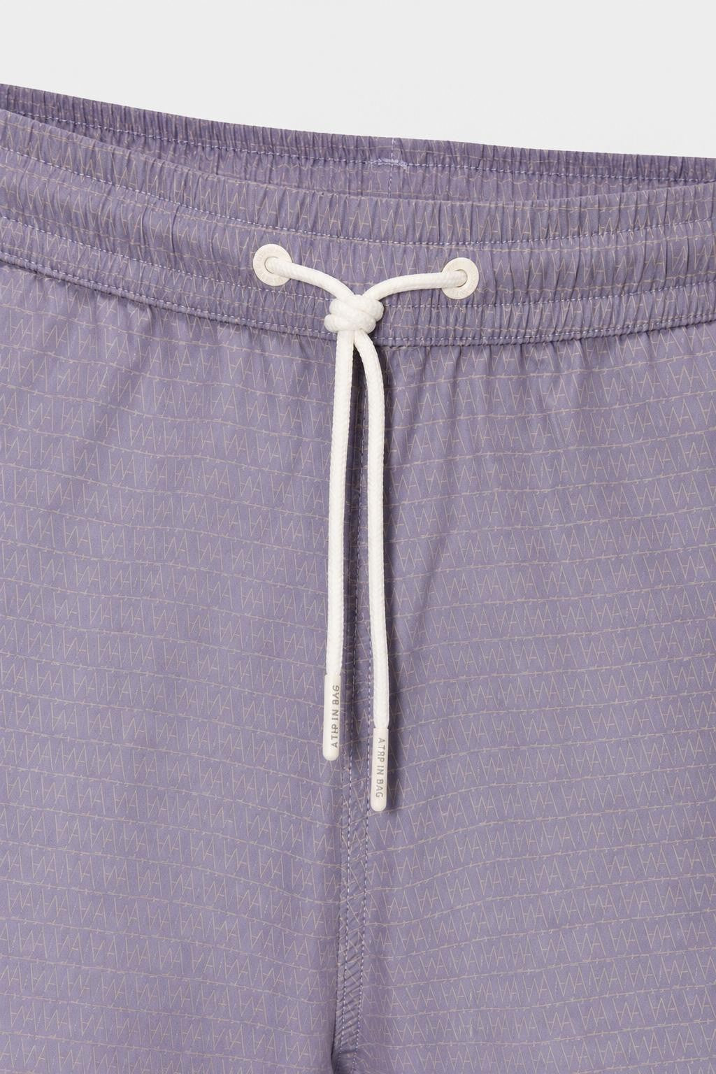 04651/ A Trip in a Bag Microfibre Swim Shorts 'Hansen' Lavender / Taupe Patterned