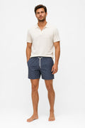 04651/ A Trip in a Tasche Microfibre Badeshorts 'Hansen' Navy / Weiß gemustert