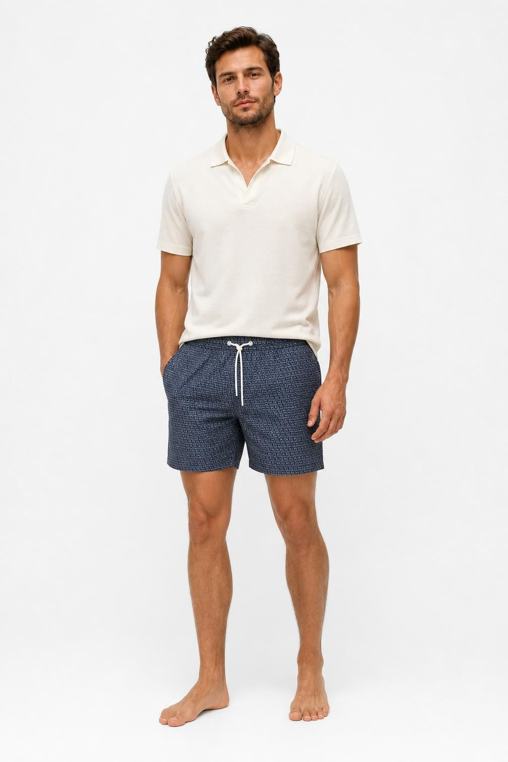 04651/ A Trip in a Bag Microfibre Swim Shorts 'Hansen' Navy / White Patterned