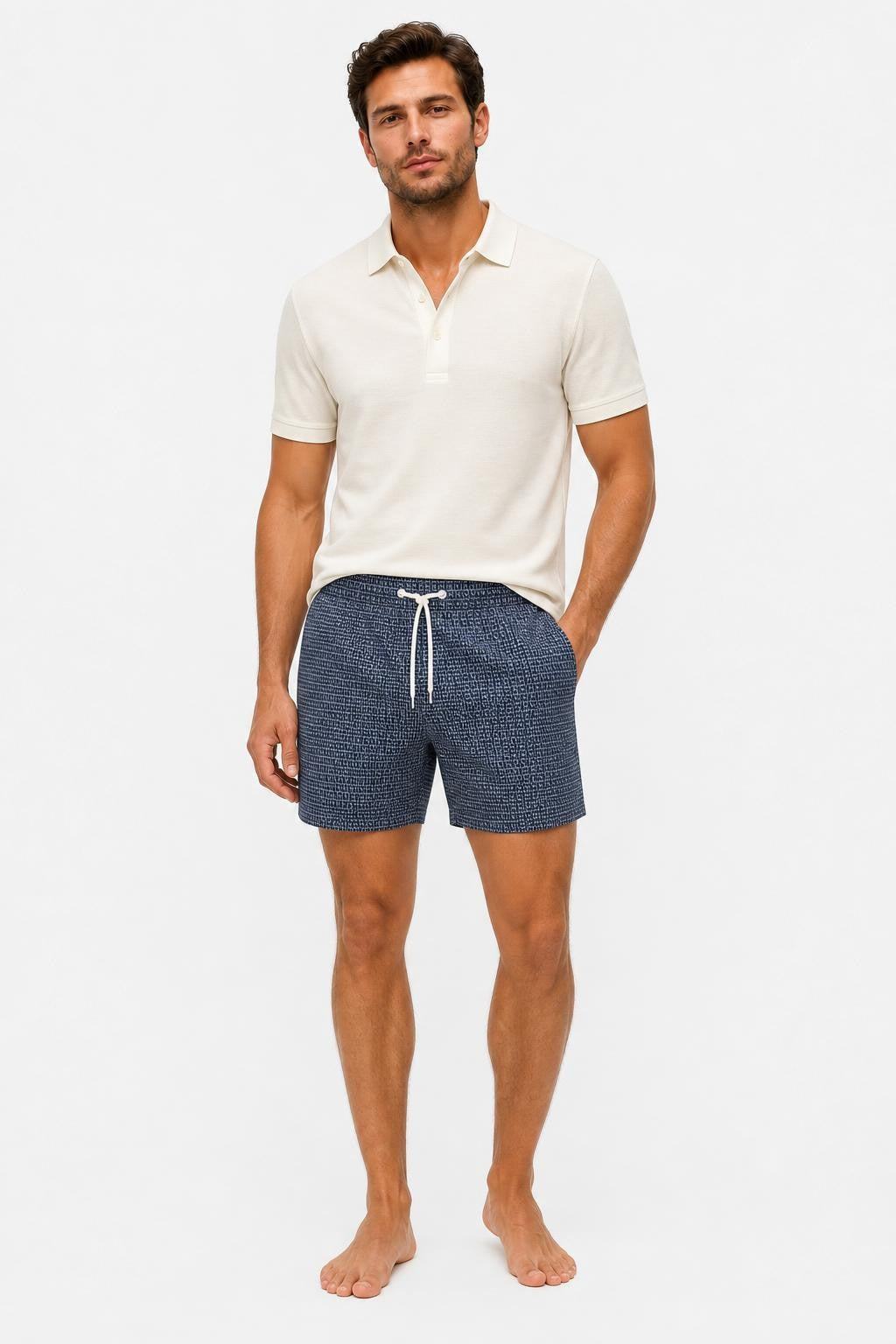 04651/ A Trip in a Bag Microfibre Swim Shorts 'Hansen' Navy / White Patterned