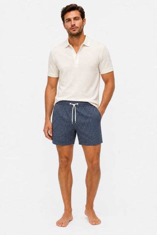 04651/ A Trip in a Bag Microfibre Swim Shorts 'Hansen' Navy / White Patterned