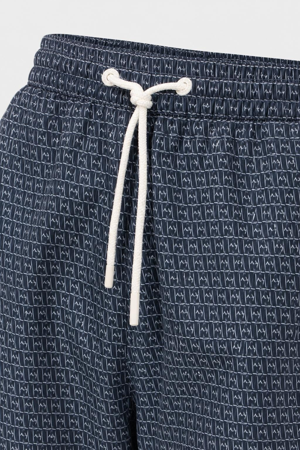 04651/ A Trip in a Tasche Microfibre Badeshorts 'Hansen' Navy / Weiß gemustert