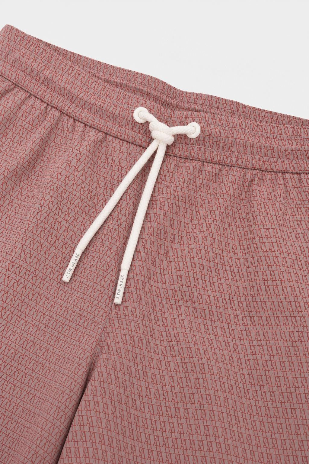 04651/ A Trip in a Bag Microfibre Swim Shorts 'Hansen' Taupe / Red Patterned