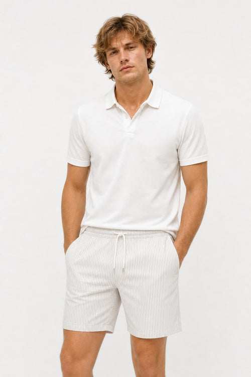 04651/ A Trip in a Bag Seersucker Swim Shorts Light Grey / White Striped