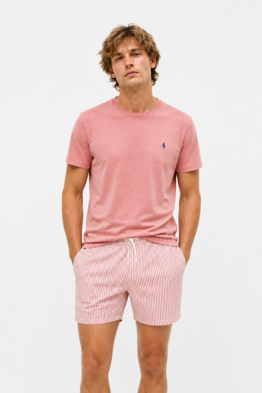 04651/ A Trip in a Bag Seersucker Swim Shorts Rose / Burgundy Striped