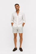 04651/ A Trip in a Bag Microfibre Swim Shorts 'Seaside' Cream / Smoky Blue Patterned
