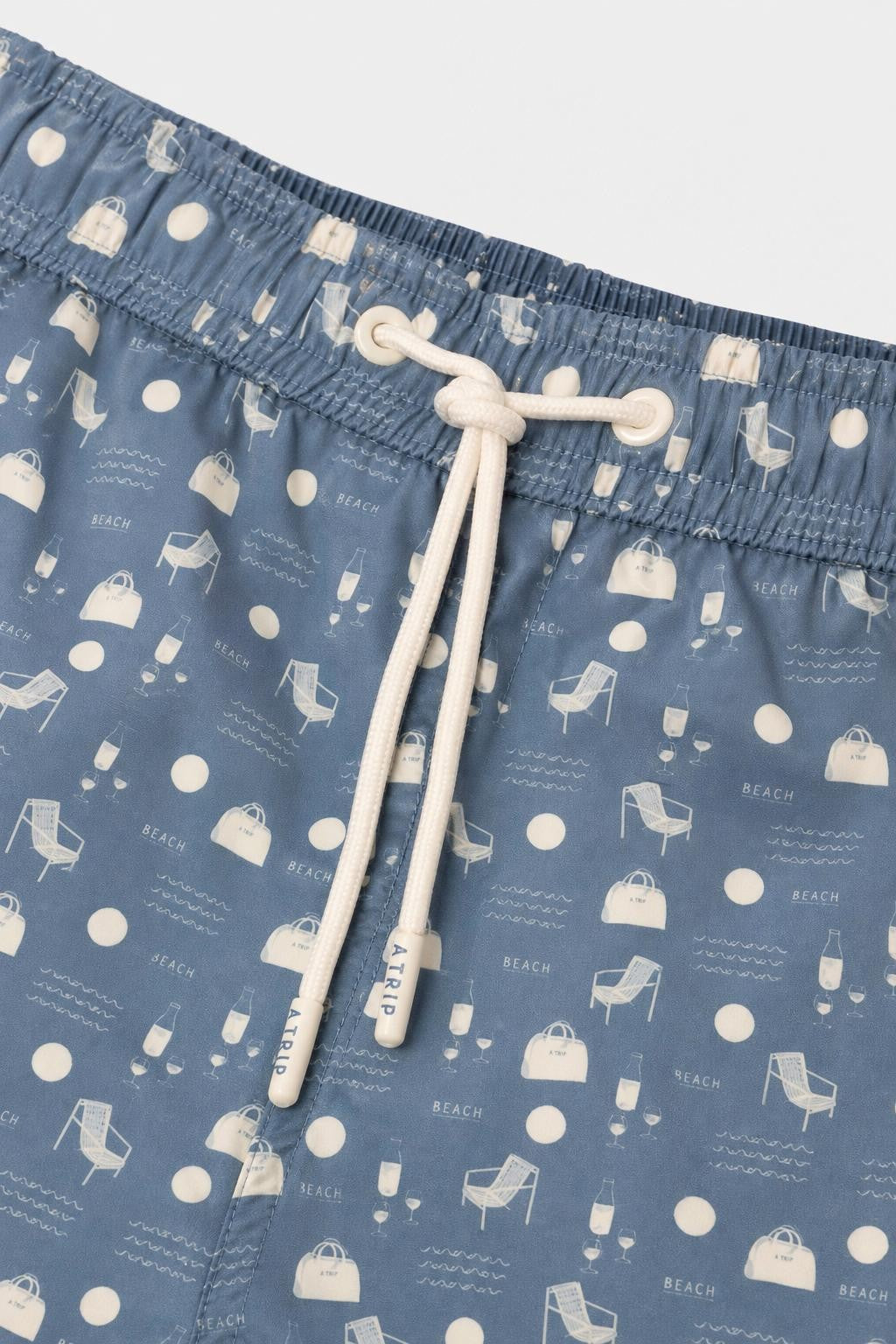04651/ A Trip in a Bag Microfibre Swim Shorts 'Seaside' Smoky Blue / Cream Patterned