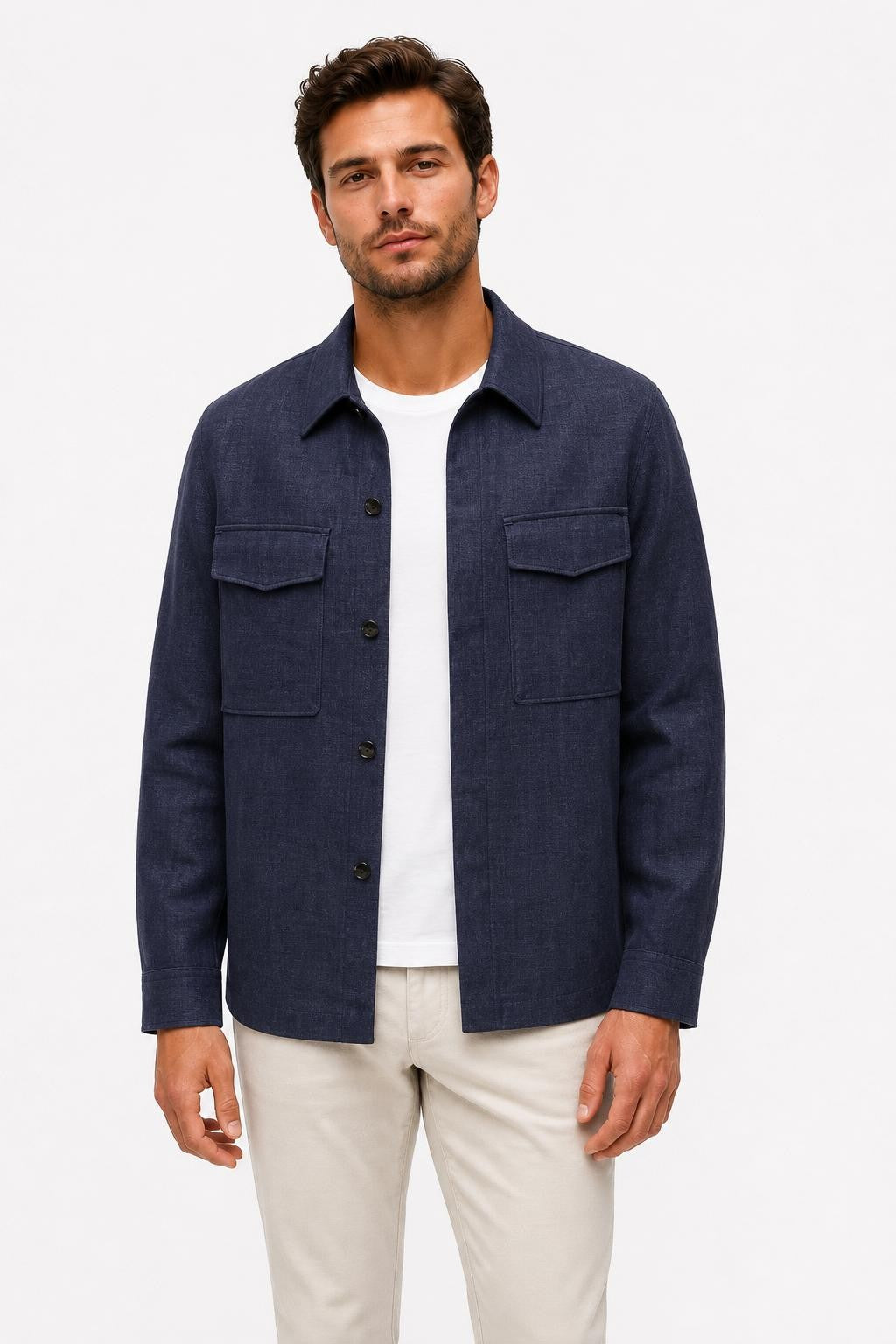 Agnona Pure Linen Blazer Navy Mottled