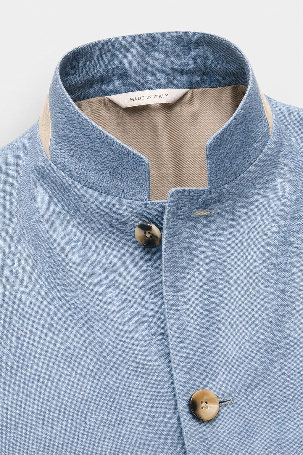 Agnona Pure Linen Blazer Smoky Blue Mottled