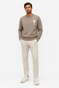 Ami Paris Wolle Crew Neck Pullover 'ADC' Grau-Braun