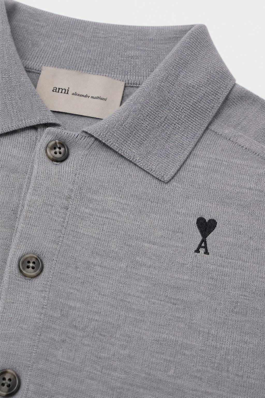 Ami Paris Merino Wolle Cardigan Grau meliert