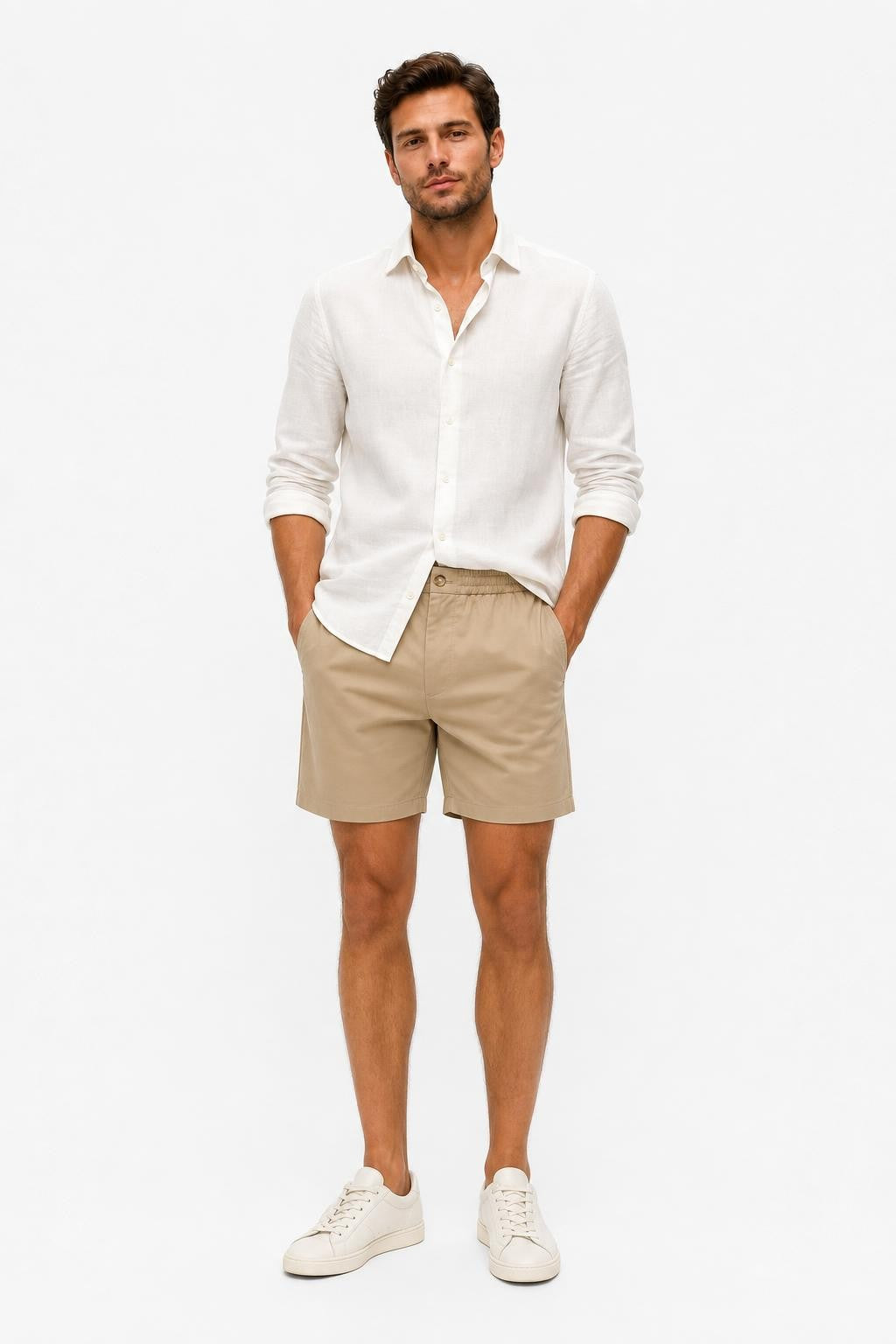 Ami Paris Baumwolle Twill Shorts Taupe