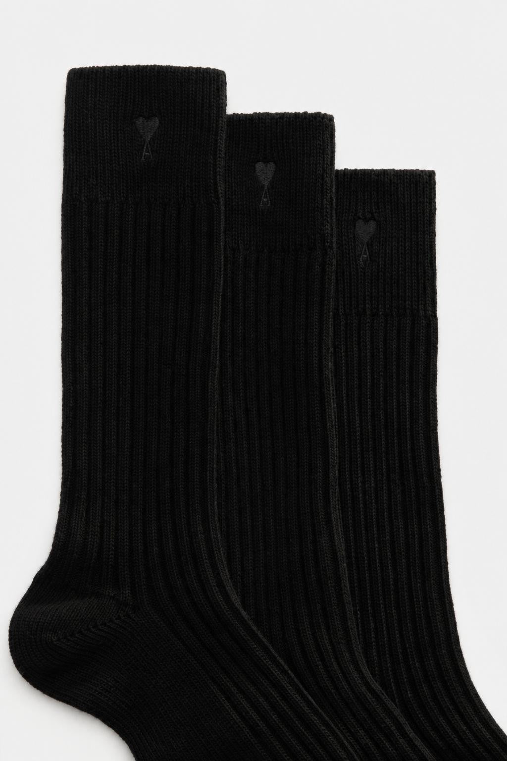 Ami Paris Cotton Socks Pack of 3 Black