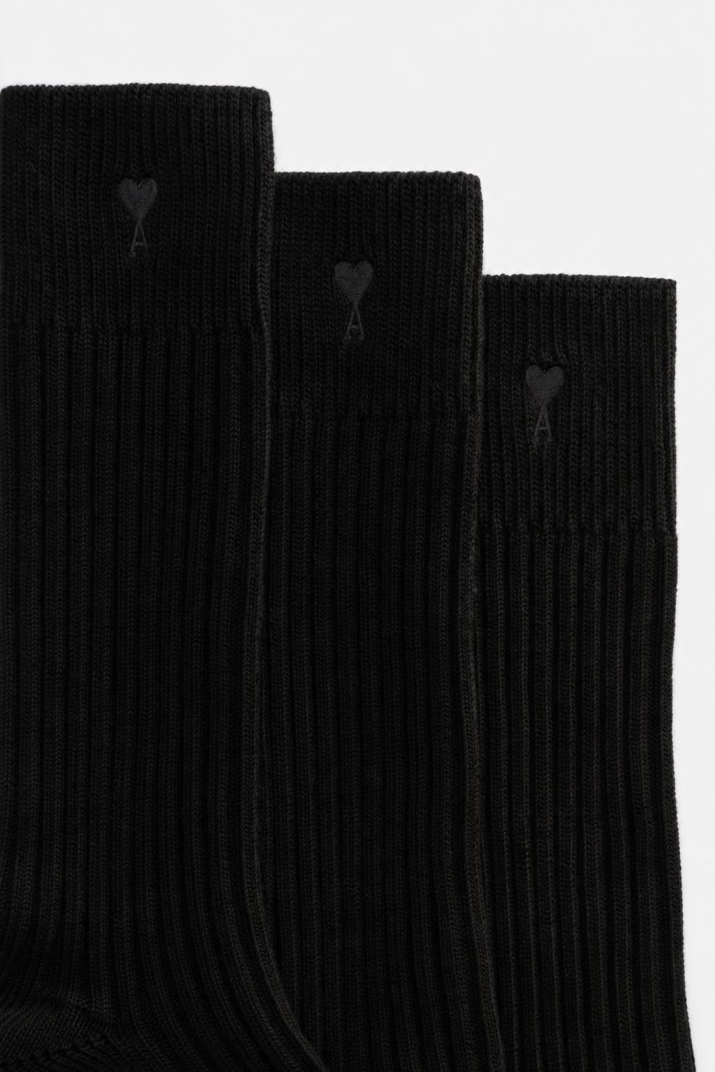 Ami Paris Cotton Socks Pack of 3 Black