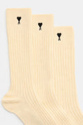 Ami Paris Cotton Socks Pack of 3 Cream