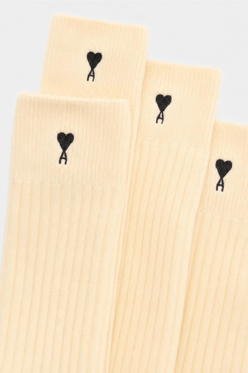 Ami Paris Cotton Socks Pack of 3 Cream