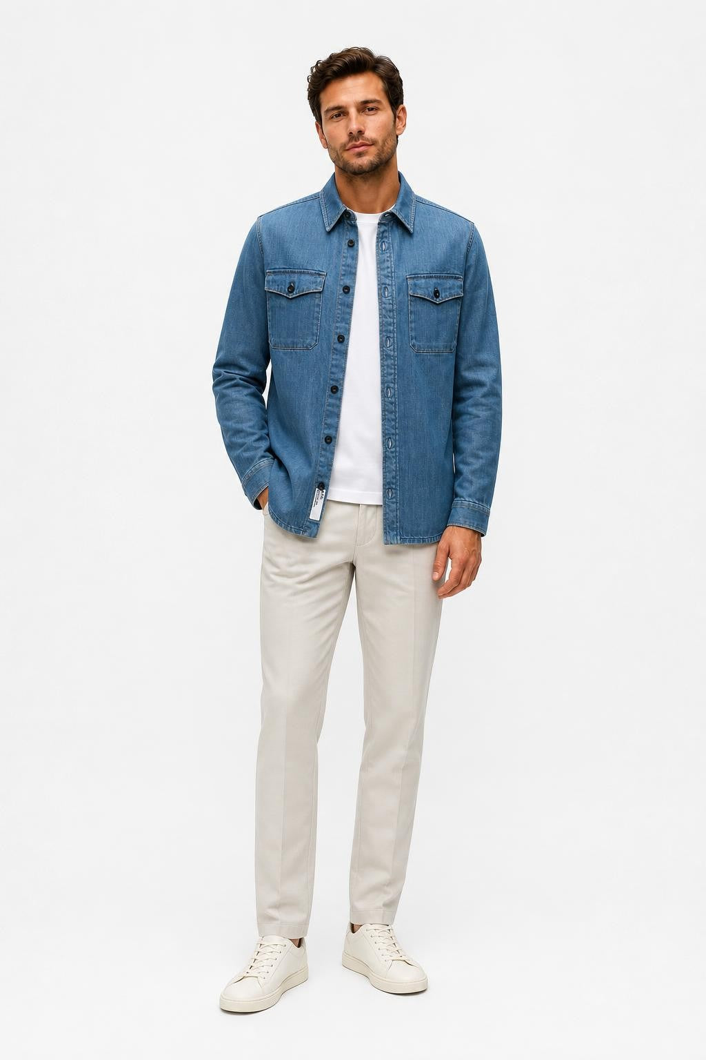 A.P.C. Denim Cotton Overshirt Smoky Blue