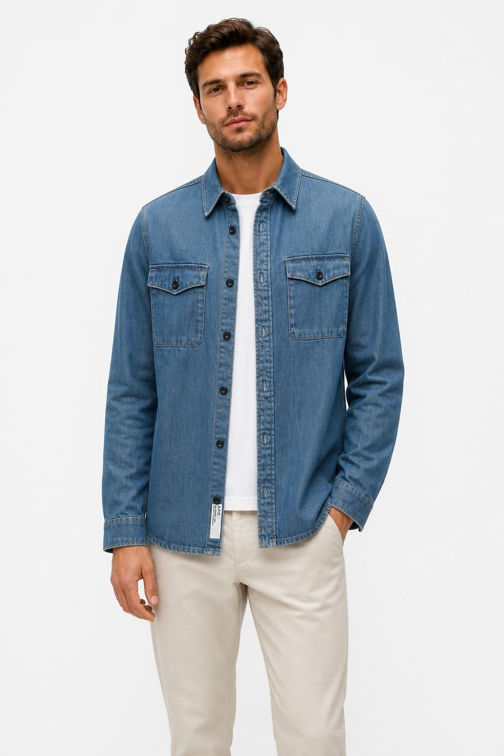 A.P.C. Denim Cotton Overshirt Smoky Blue