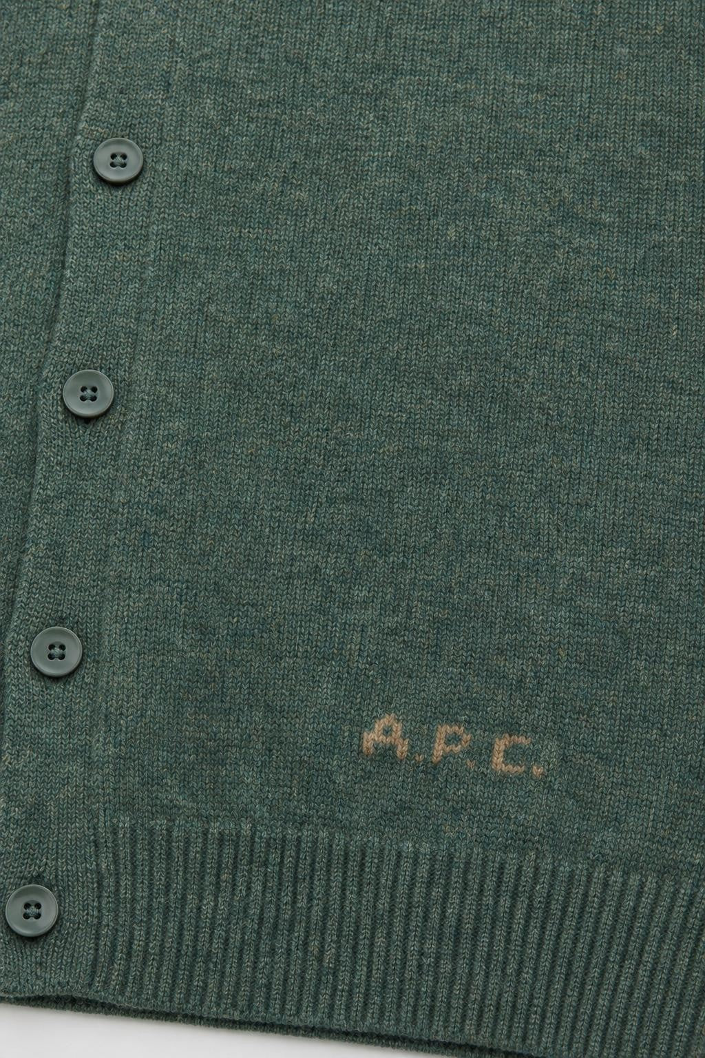 A.P.C. Wool Cardigan 'Kevin' Grey-Green Mottled