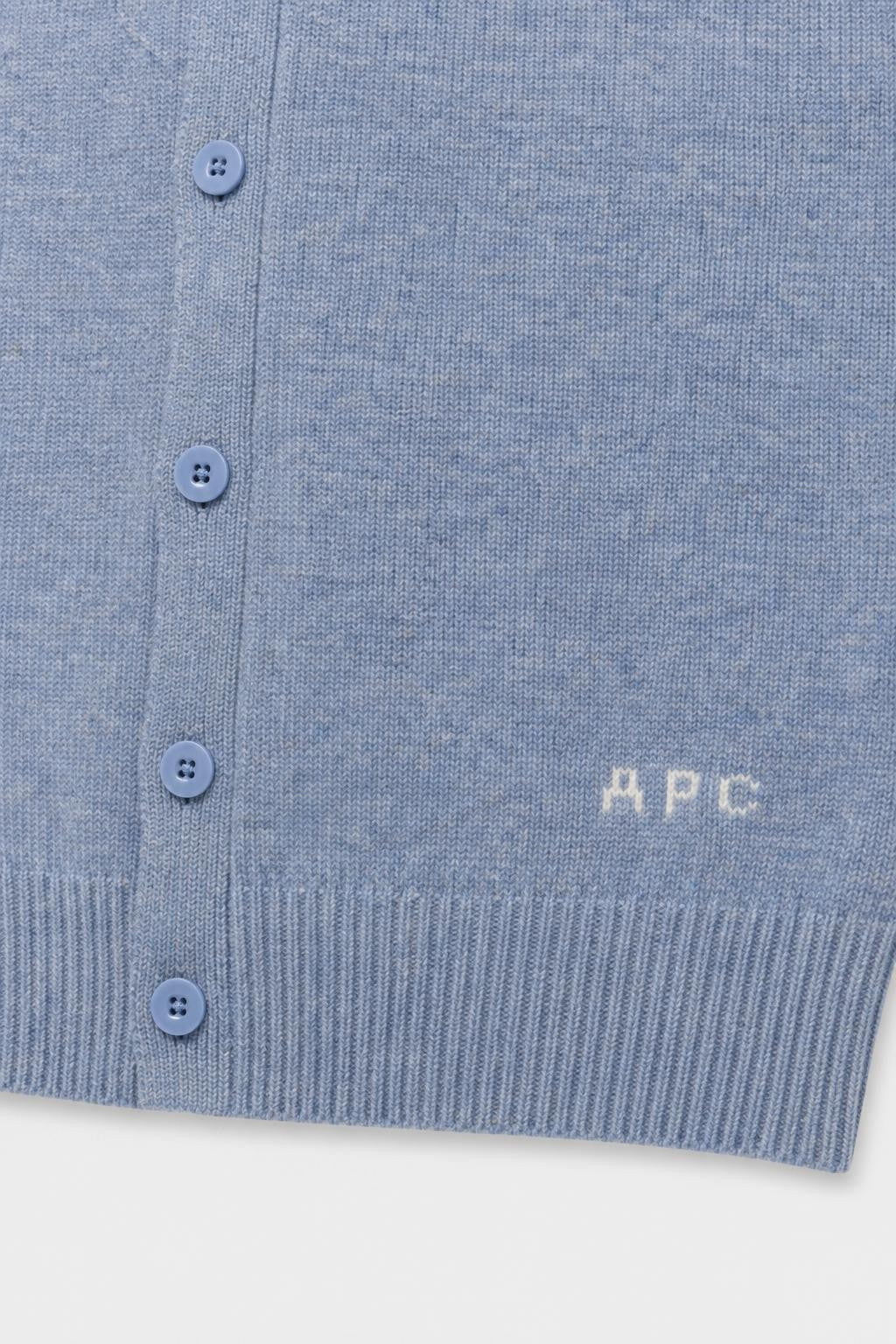 A.P.C. Wool Cardigan 'Kevin' Smoky Blue Mottled