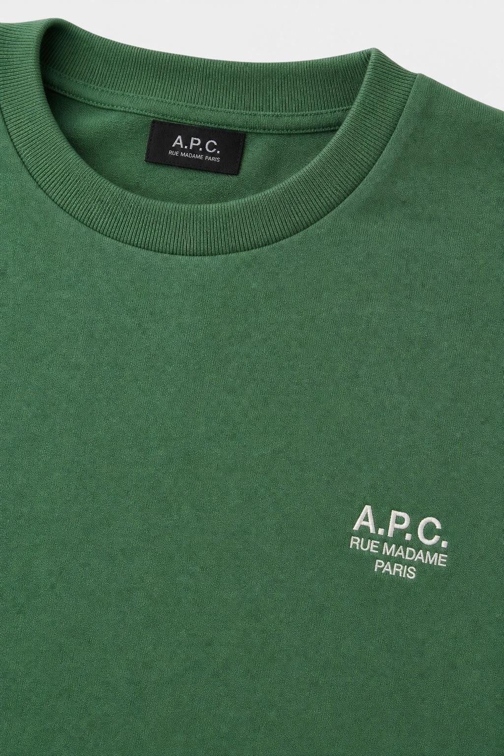 A.P.C. Cotton Crew Neck Sweatshirt 'Standard Rue Madame' Dark Green