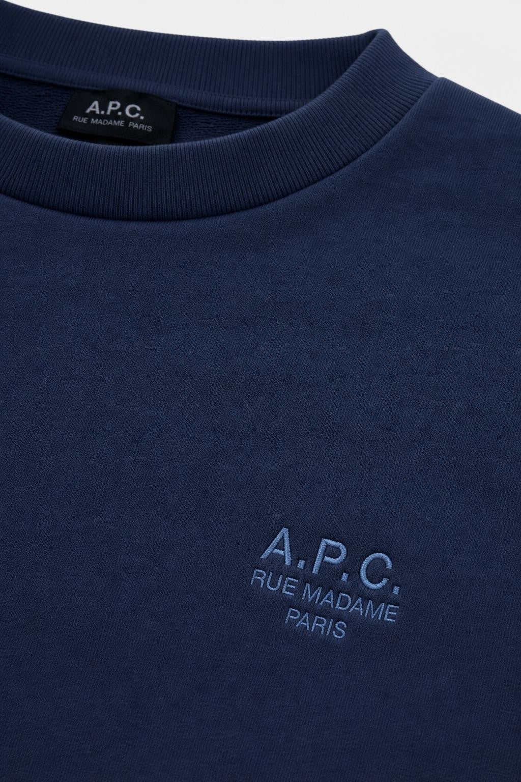 A.P.C. Cotton Crew Neck Sweatshirt 'Standard Rue Madame' Navy
