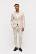 Belvest Linen Wool Blazer Cream Beige Checked