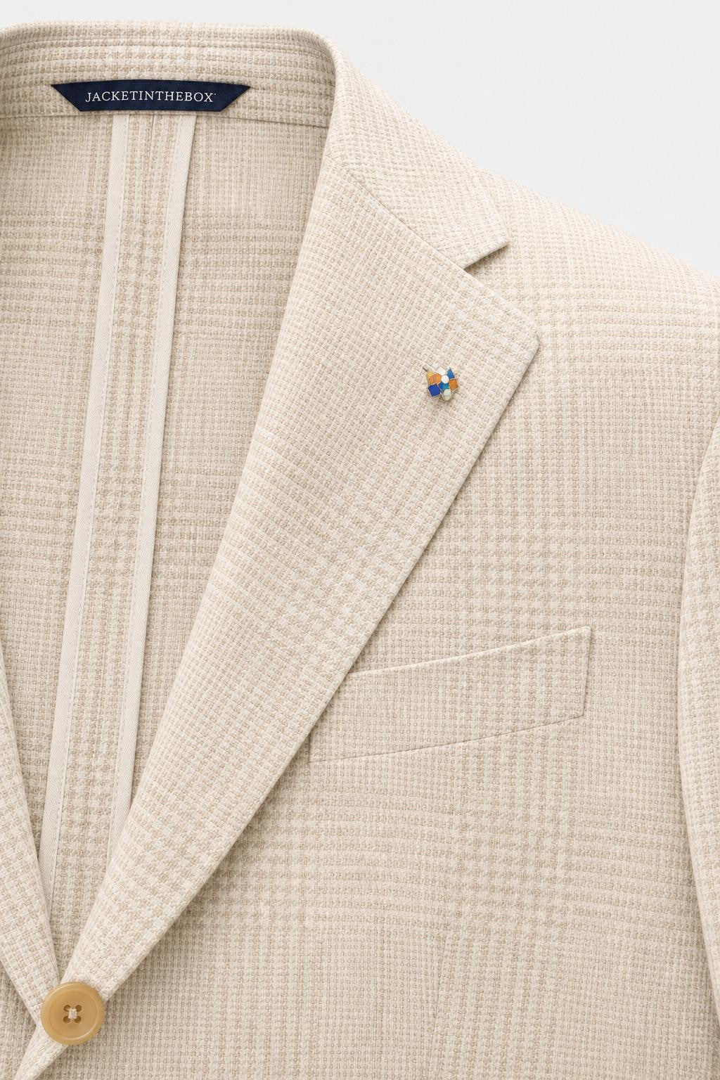 Belvest Linen Wool Blazer Cream Beige Checked